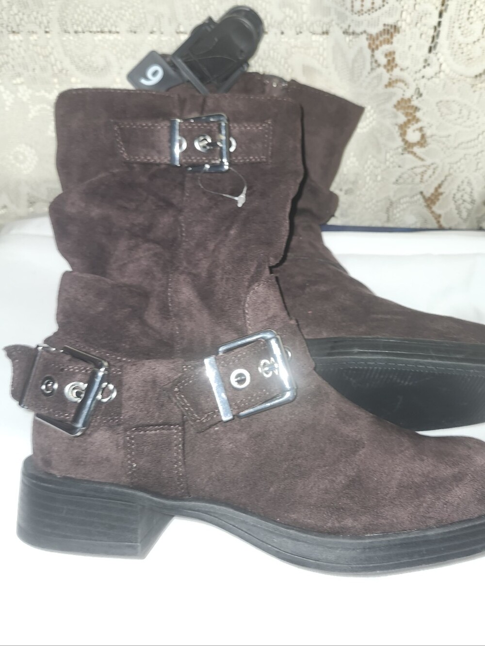 NO BOUNDARIES Brown Suede Buckle Mid-Calf Women's Boots